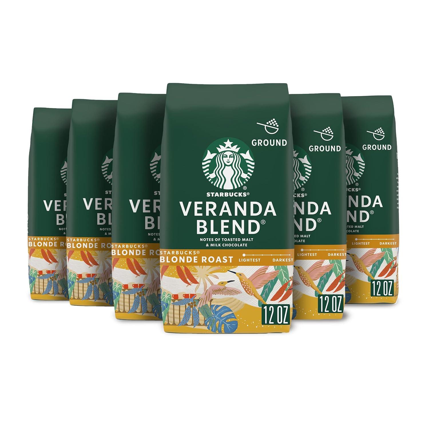 imageStarbucks Ground Coffee Blonde Roast Hot or Iced Coffee Veranda Blend Six 12 oz BagsVeranda Blend