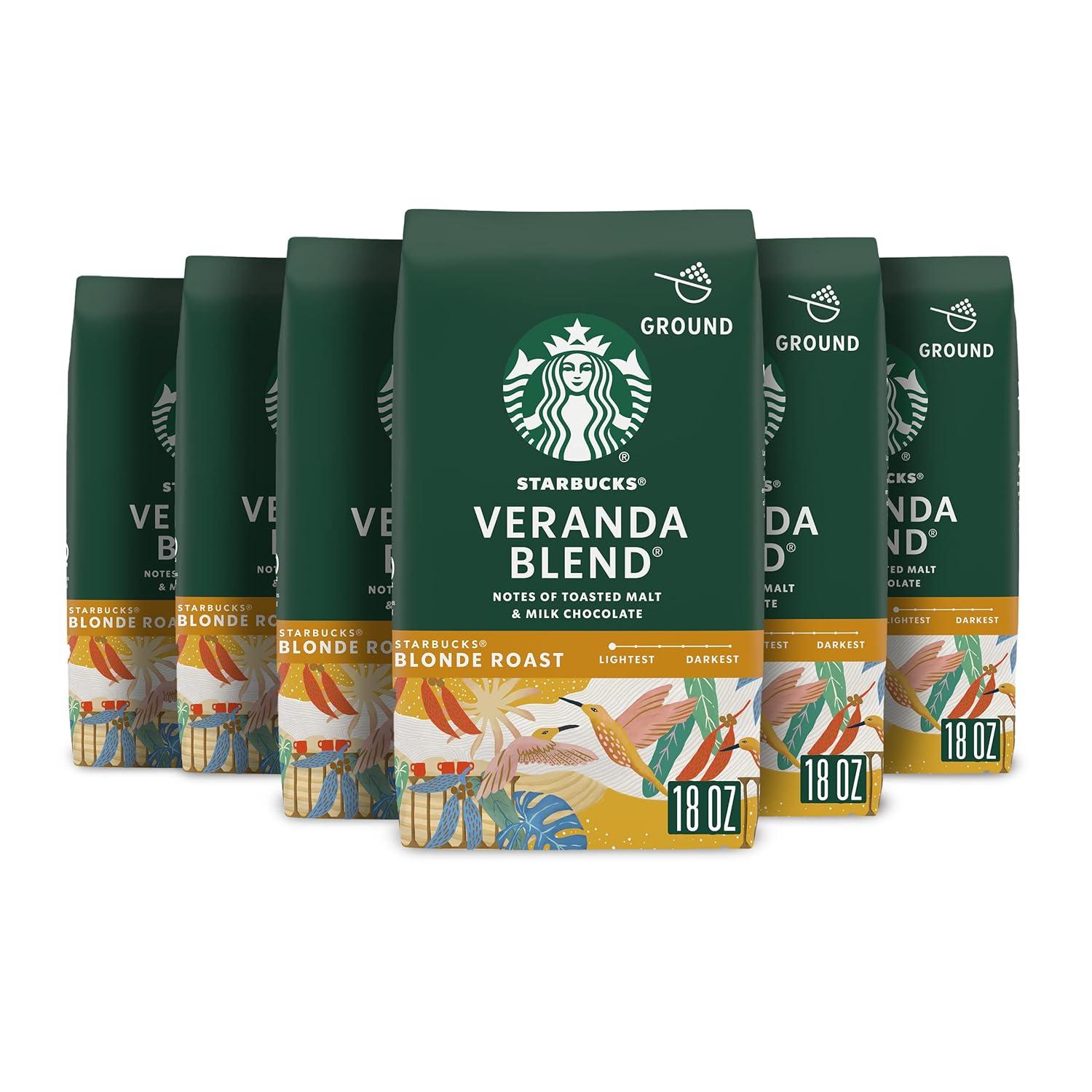 imageStarbucks Ground Coffee Blonde Roast Hot or Iced Coffee Veranda Blend Six 12 oz BagsVeranda Blend