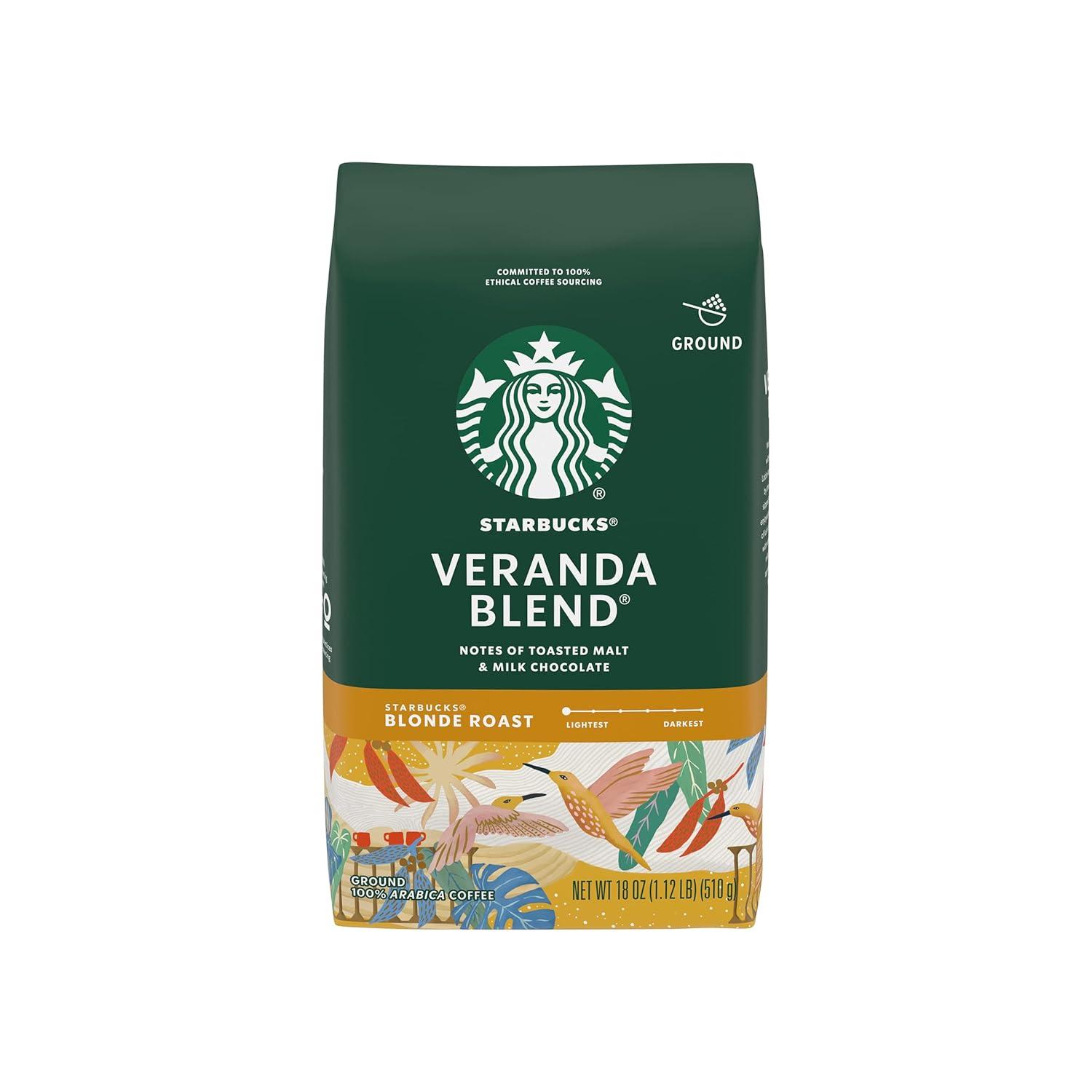 imageStarbucks Ground Coffee Blonde Roast Hot or Iced Coffee Veranda Blend Six 12 oz BagsVeranda Blend