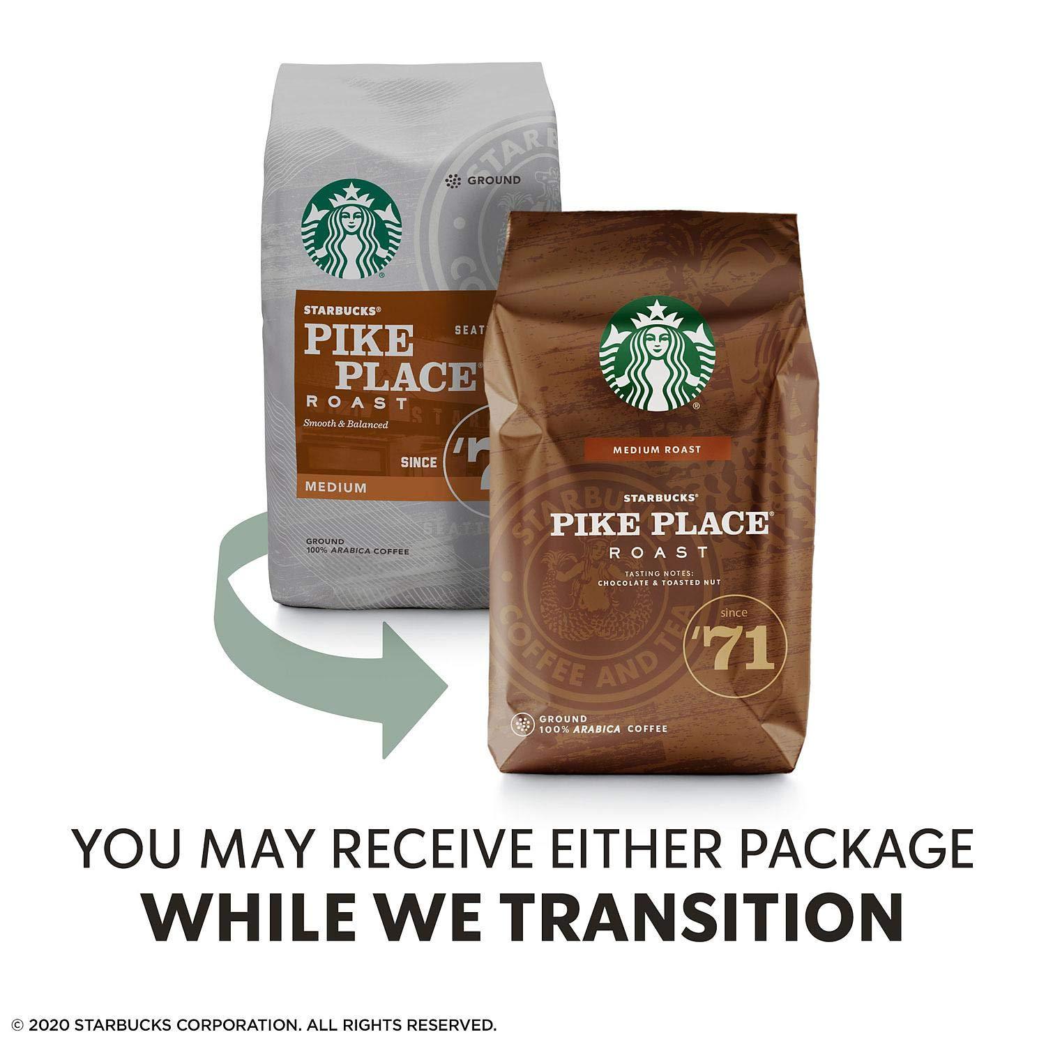 imageStarbucks Ground Coffee Medium Roast Coffee Decaf Pike Place Roast 100 Arabica 3 bags 12 oz eachPike Place Roast