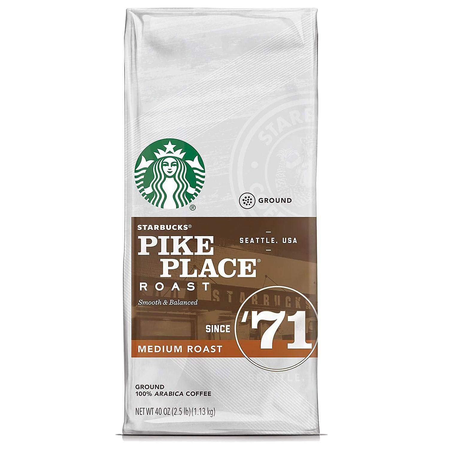 imageStarbucks Ground Coffee Medium Roast Coffee Decaf Pike Place Roast 100 Arabica 3 bags 12 oz eachPike Place Roast