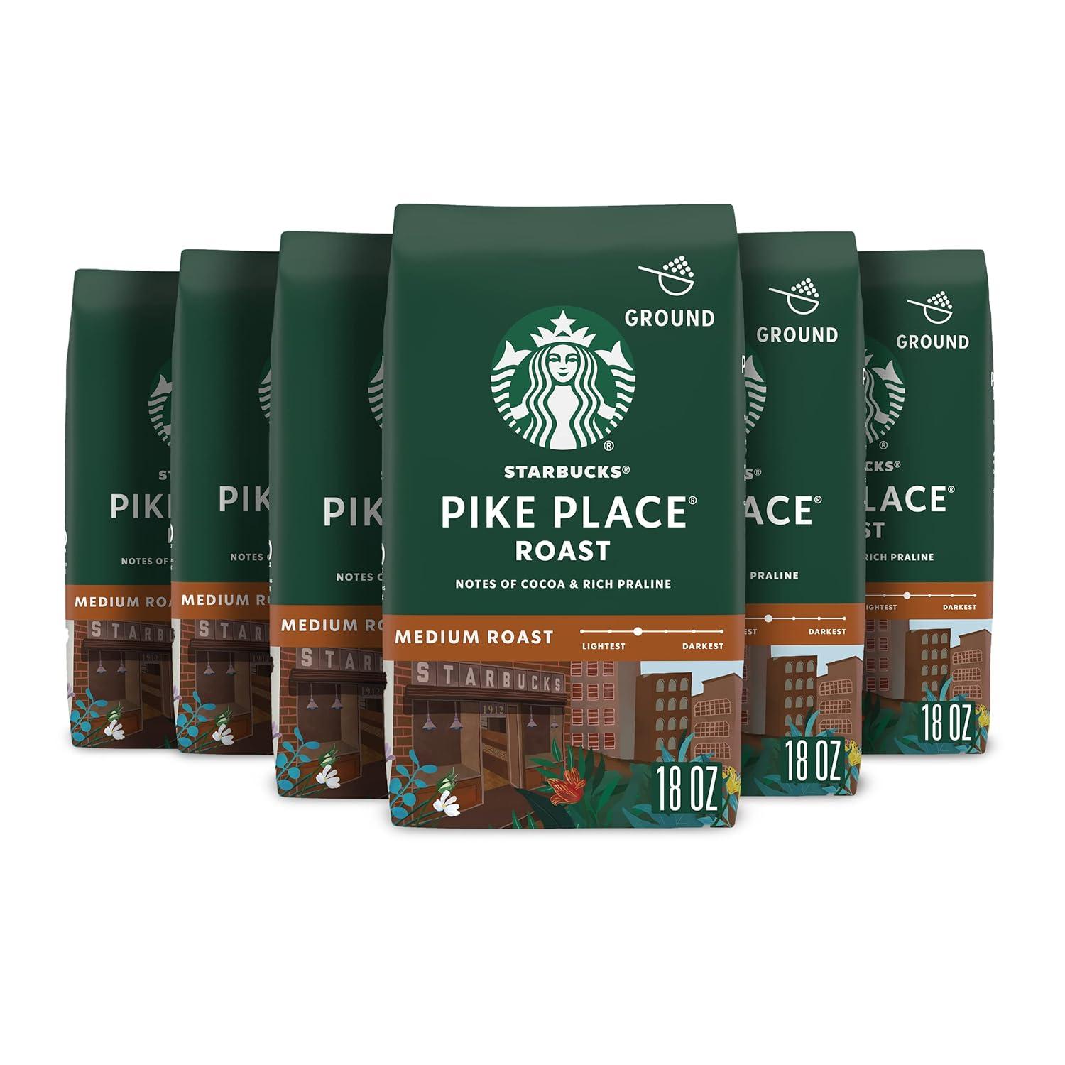 imageStarbucks Ground Coffee Medium Roast Coffee Decaf Pike Place Roast 100 Arabica 3 bags 12 oz eachPike Place Roast