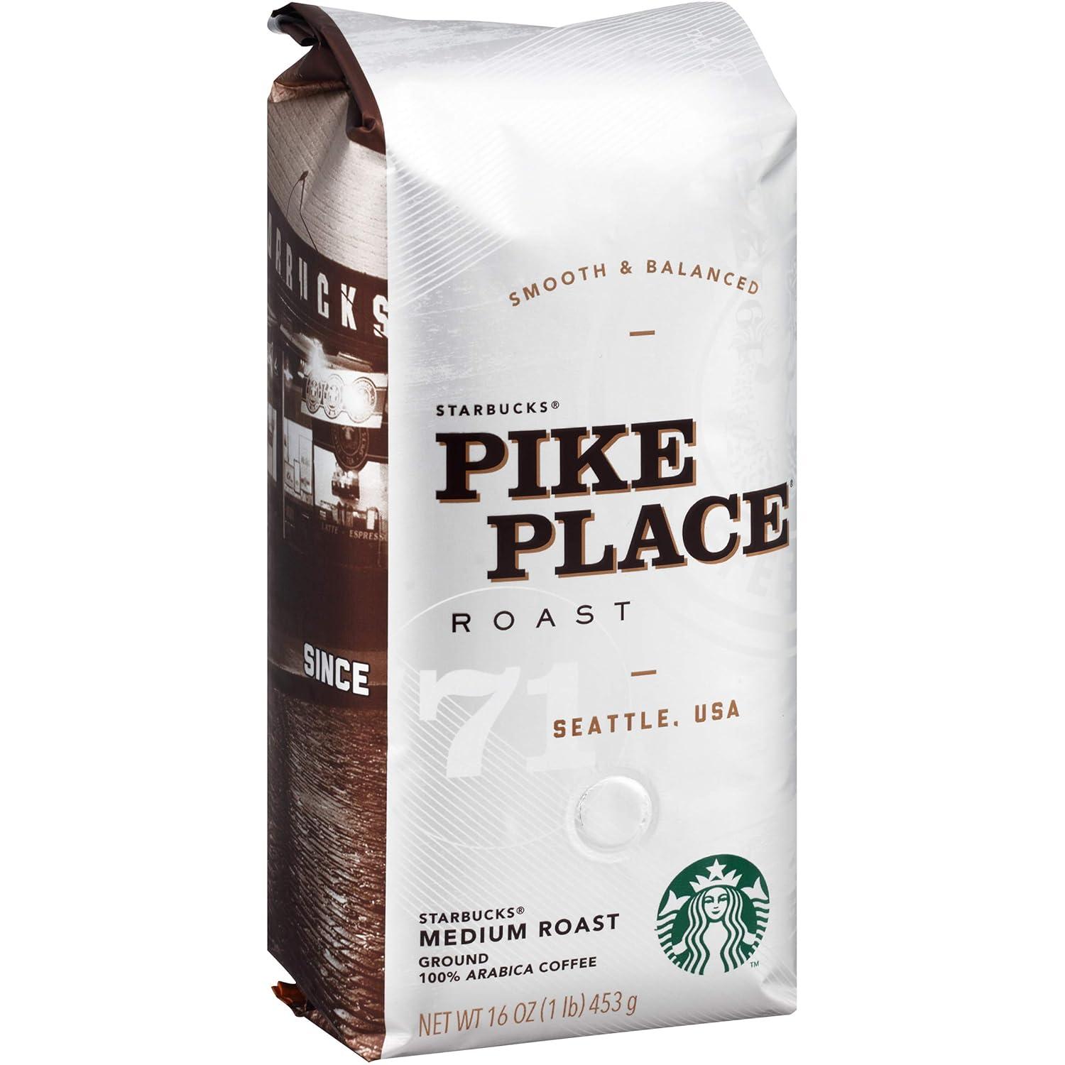 imageStarbucks Ground Coffee Medium Roast Coffee Decaf Pike Place Roast 100 Arabica 3 bags 12 oz eachPike Place Roast