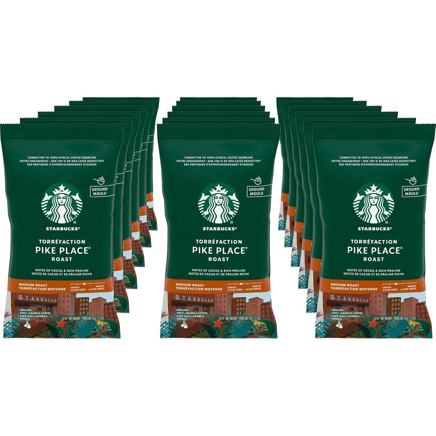 imageStarbucks Ground Coffee Medium Roast Coffee Decaf Pike Place Roast 100 Arabica 3 bags 12 oz eachPike Place Roast