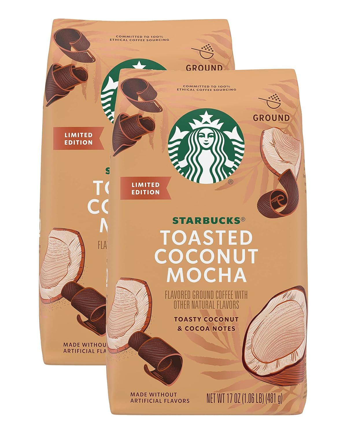 imageStarbucks Ground Coffee Medium Roast Coffee Decaf Pike Place Roast 100 Arabica 3 bags 12 oz eachToasted Coconut Mocha