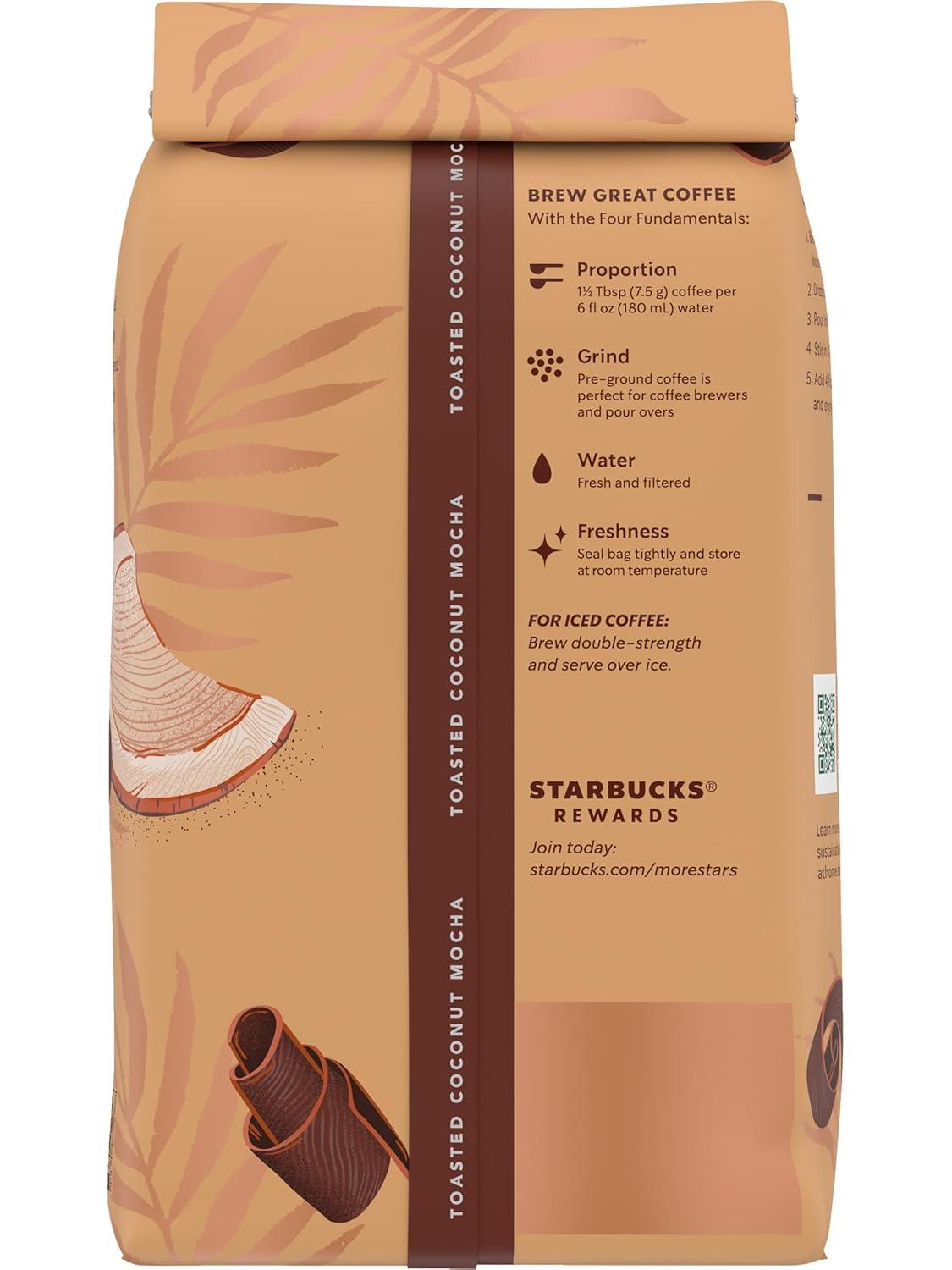 imageStarbucks Ground Coffee Medium Roast Coffee Decaf Pike Place Roast 100 Arabica 3 bags 12 oz eachToasted Coconut Mocha