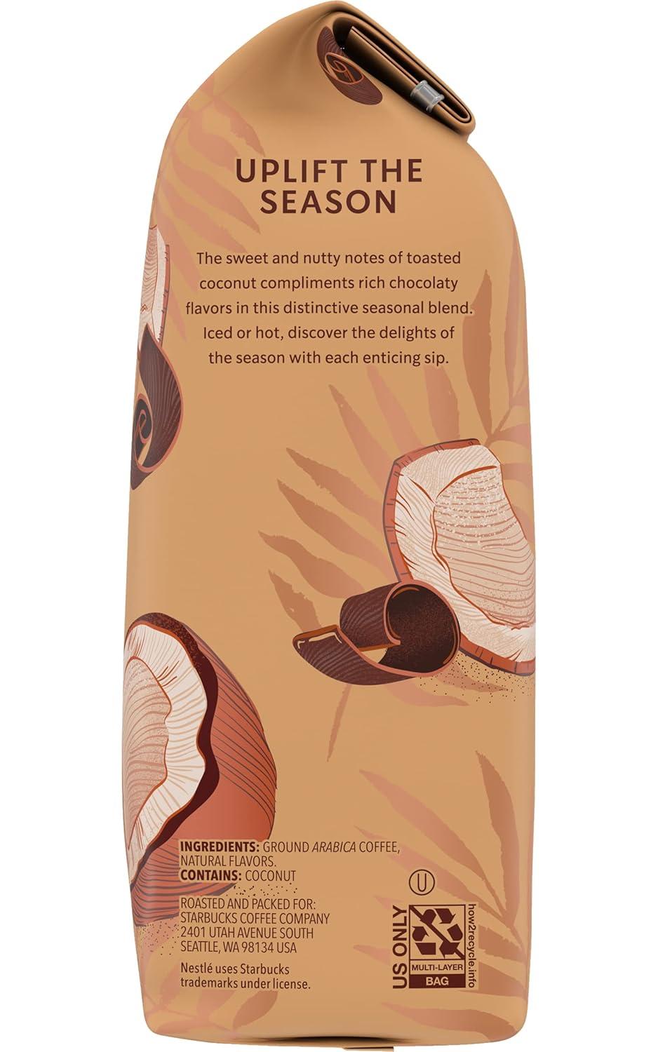 imageStarbucks Ground Coffee Medium Roast Coffee Decaf Pike Place Roast 100 Arabica 3 bags 12 oz eachToasted Coconut Mocha