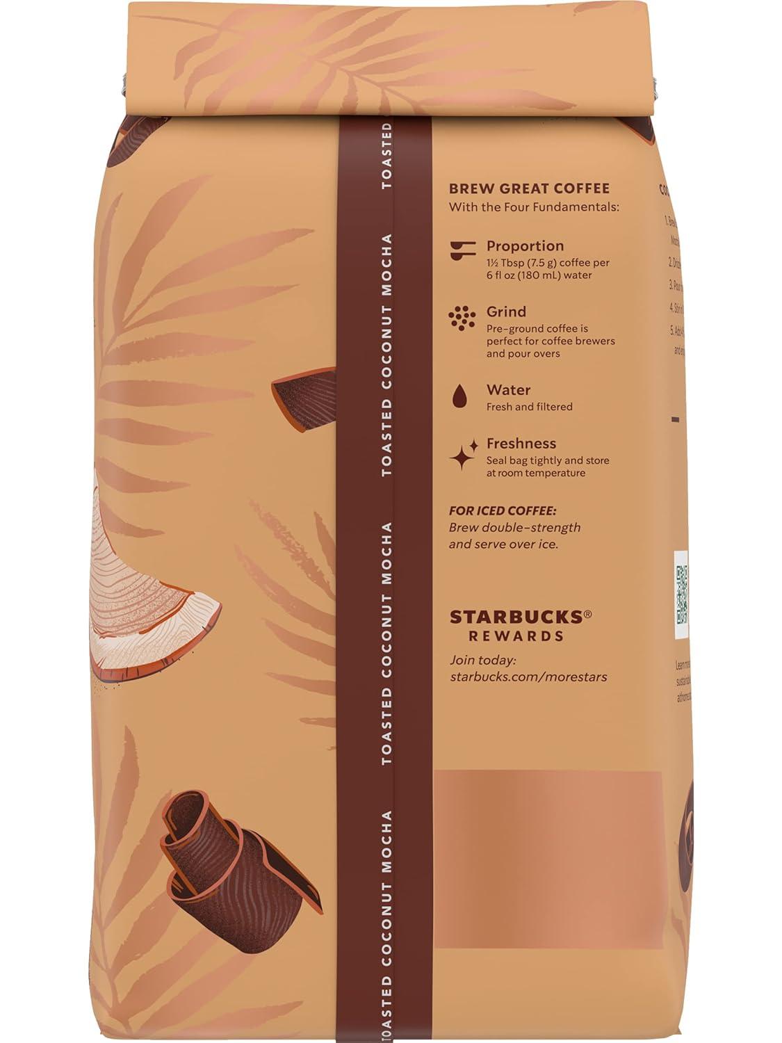 imageStarbucks Ground Coffee Medium Roast Coffee Decaf Pike Place Roast 100 Arabica 3 bags 12 oz eachToasted Coconut Mocha