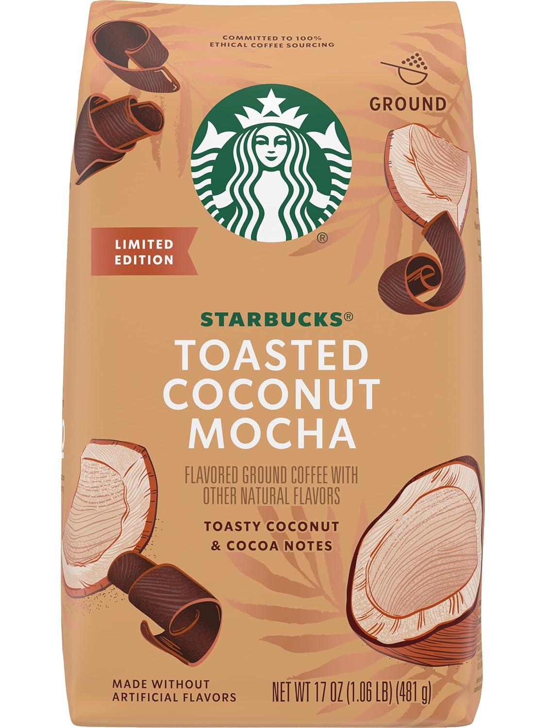 imageStarbucks Ground Coffee Medium Roast Coffee Decaf Pike Place Roast 100 Arabica 3 bags 12 oz eachToasted Coconut Mocha