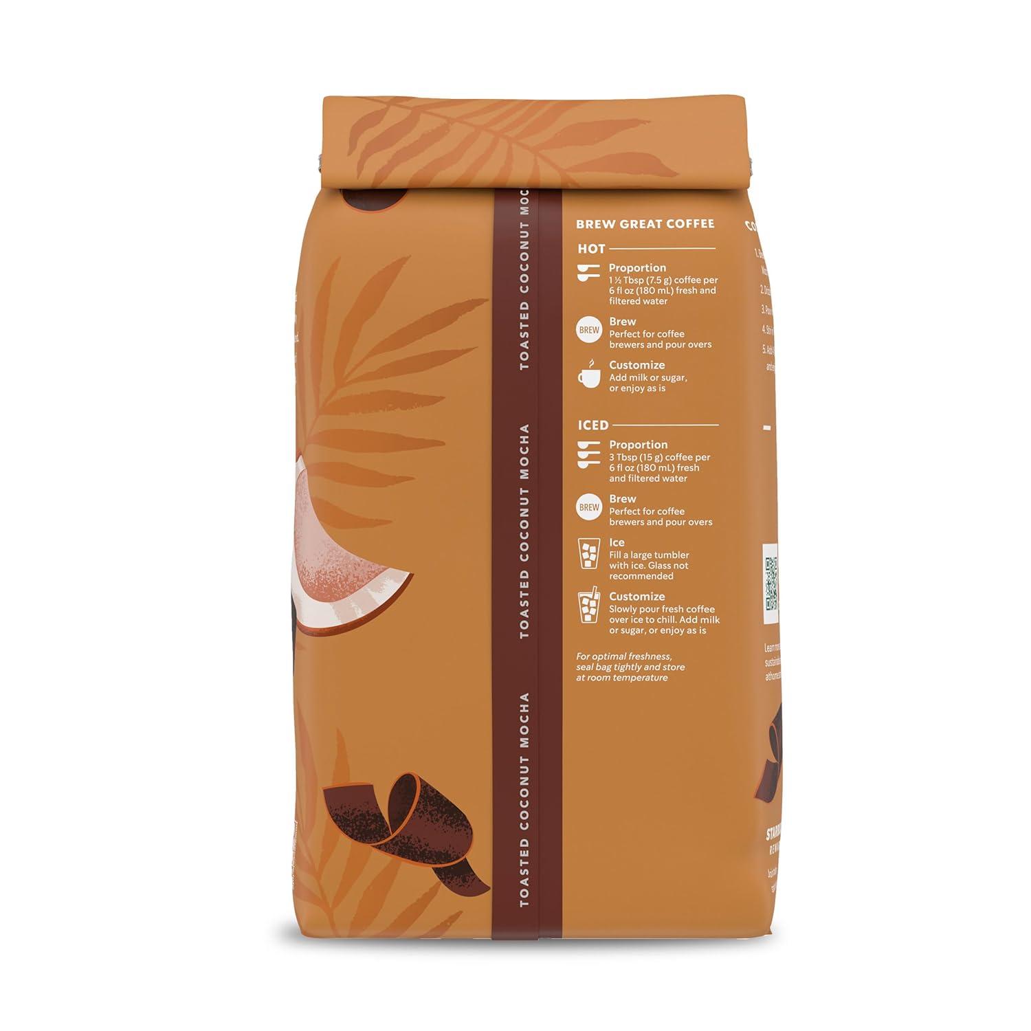imageStarbucks Ground Coffee Medium Roast Coffee Decaf Pike Place Roast 100 Arabica 3 bags 12 oz eachToasted Coconut Mocha