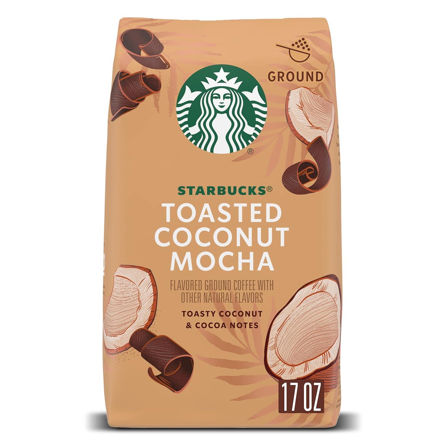 imageStarbucks Ground Coffee Medium Roast Coffee Decaf Pike Place Roast 100 Arabica 3 bags 12 oz eachToasted Coconut Mocha