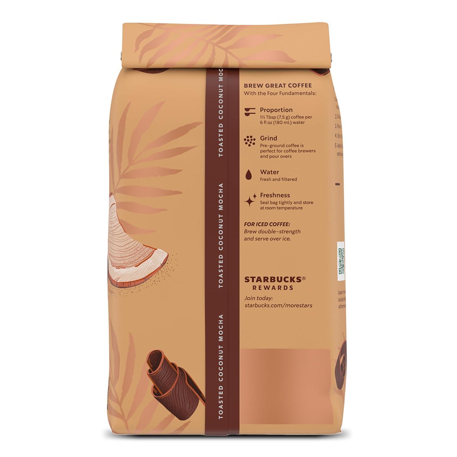imageStarbucks Ground Coffee Medium Roast Coffee Decaf Pike Place Roast 100 Arabica 3 bags 12 oz eachToasted Coconut Mocha