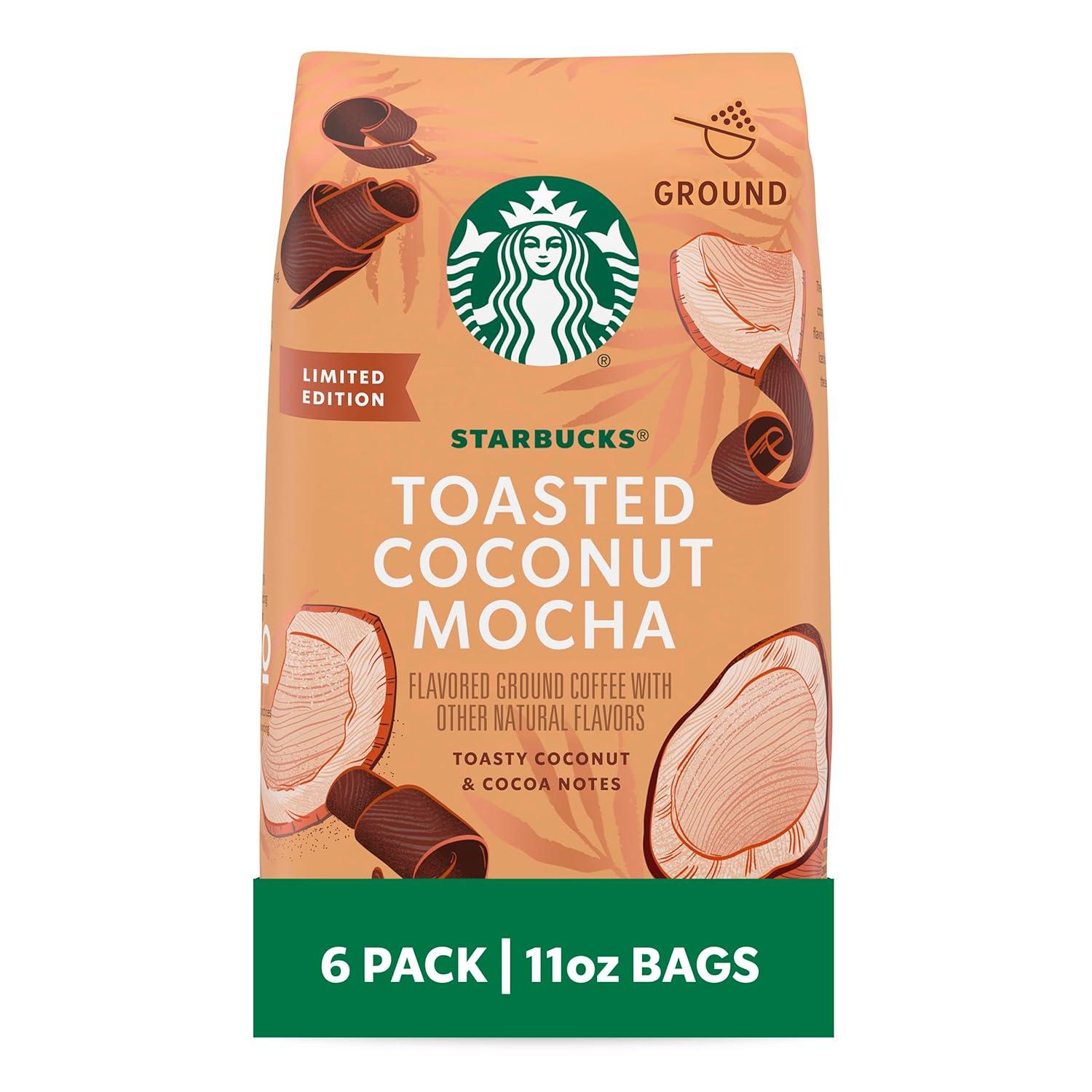 imageStarbucks Ground Coffee Medium Roast Coffee Decaf Pike Place Roast 100 Arabica 3 bags 12 oz eachToasted Coconut Mocha