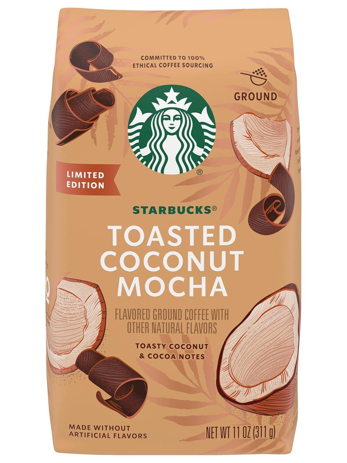 imageStarbucks Ground Coffee Medium Roast Coffee Decaf Pike Place Roast 100 Arabica 3 bags 12 oz eachToasted Coconut Mocha