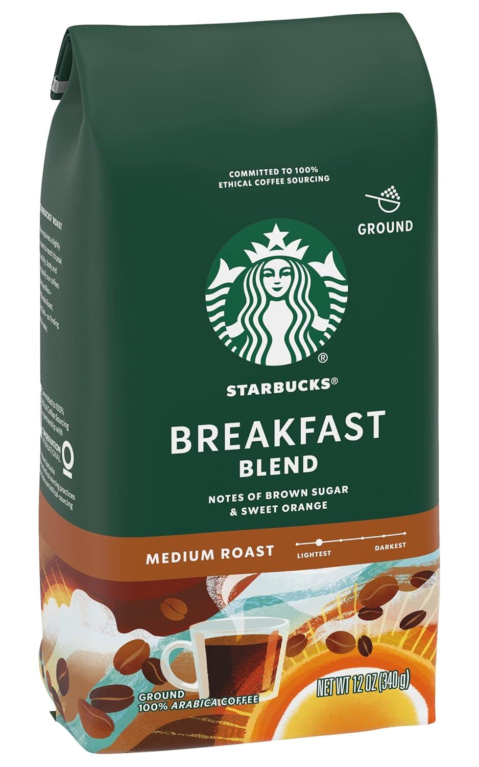 imageStarbucks Ground Coffee Medium Roast Hot or Iced Coffee Variety Pack Three 12 oz BagsBreakfast Blend