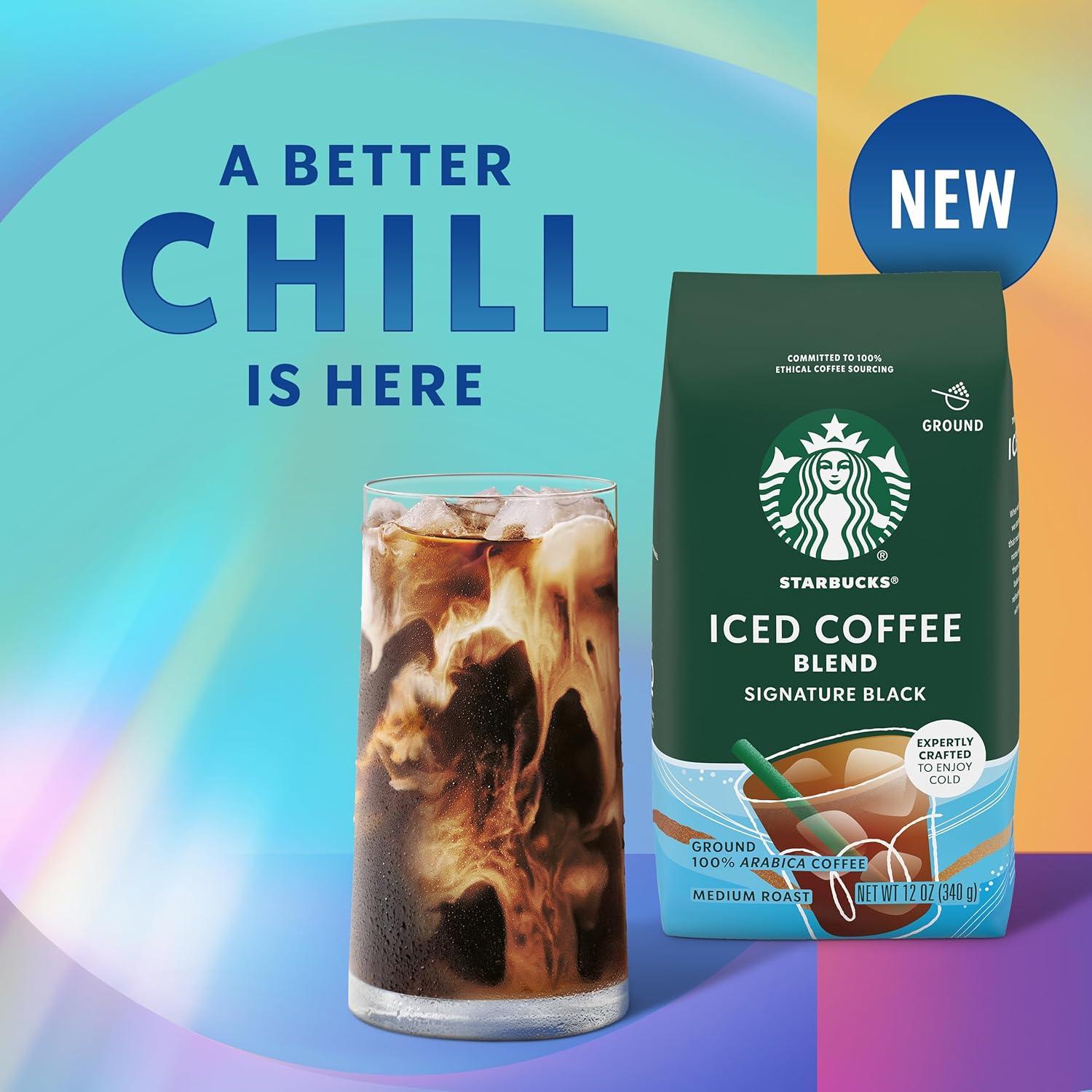 imageStarbucks Ground Coffee Medium Roast Iced Coffee Blend Signature Black 100 Arabica 6 Bags 12 oz Each