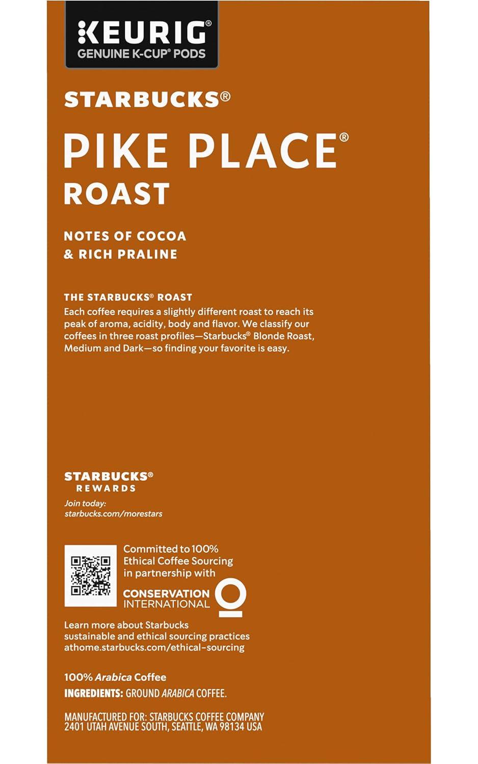 imageStarbucks KCup Coffee Pods Flavored Hot Cocoa Classic Hot Cocoa 60 Keurig PodsPike Place Roast