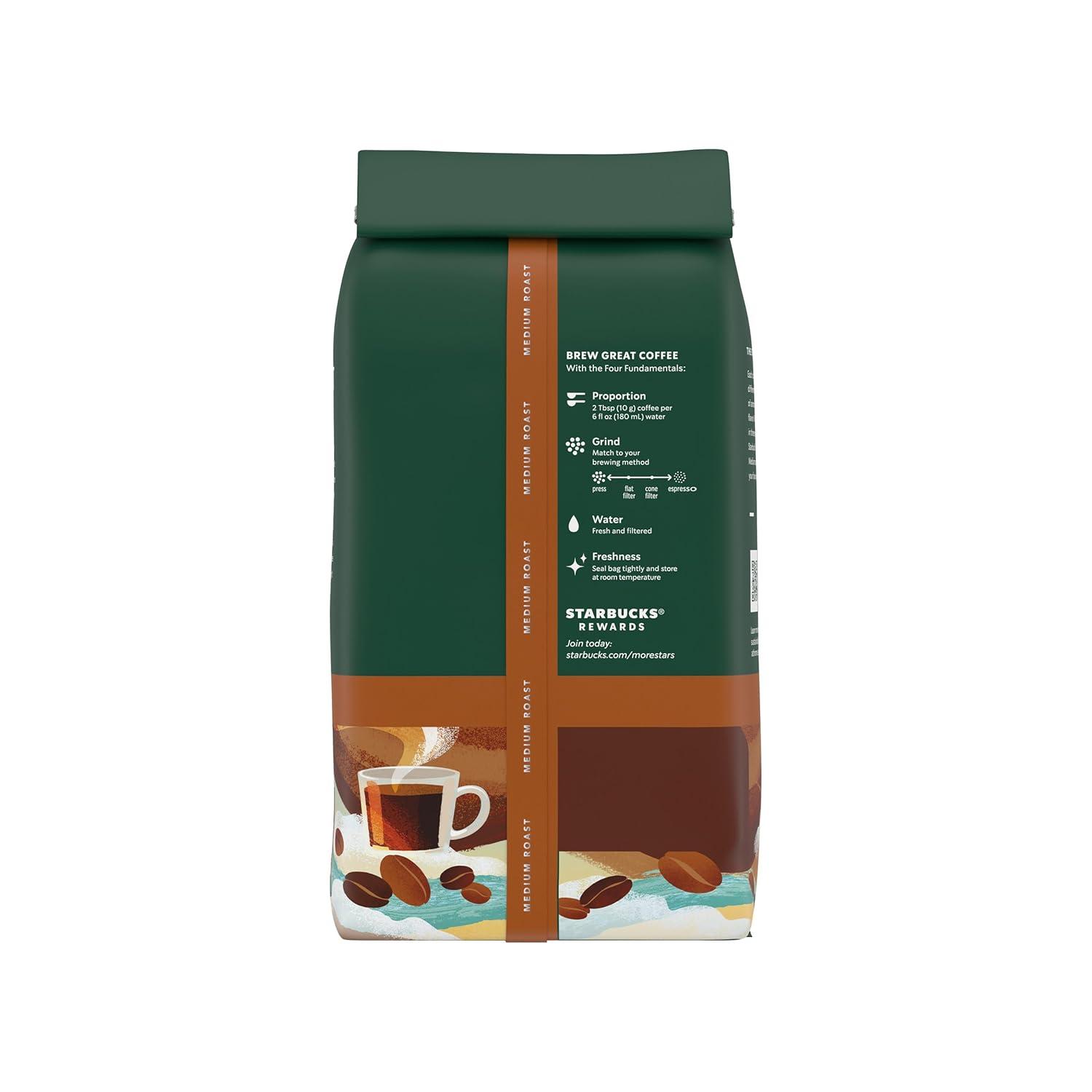 imageStarbucks Whole Coffee Beans Medium Roast Hot or Iced Coffee Breakfast Blend Six 12 oz BagsBreakfast Blend