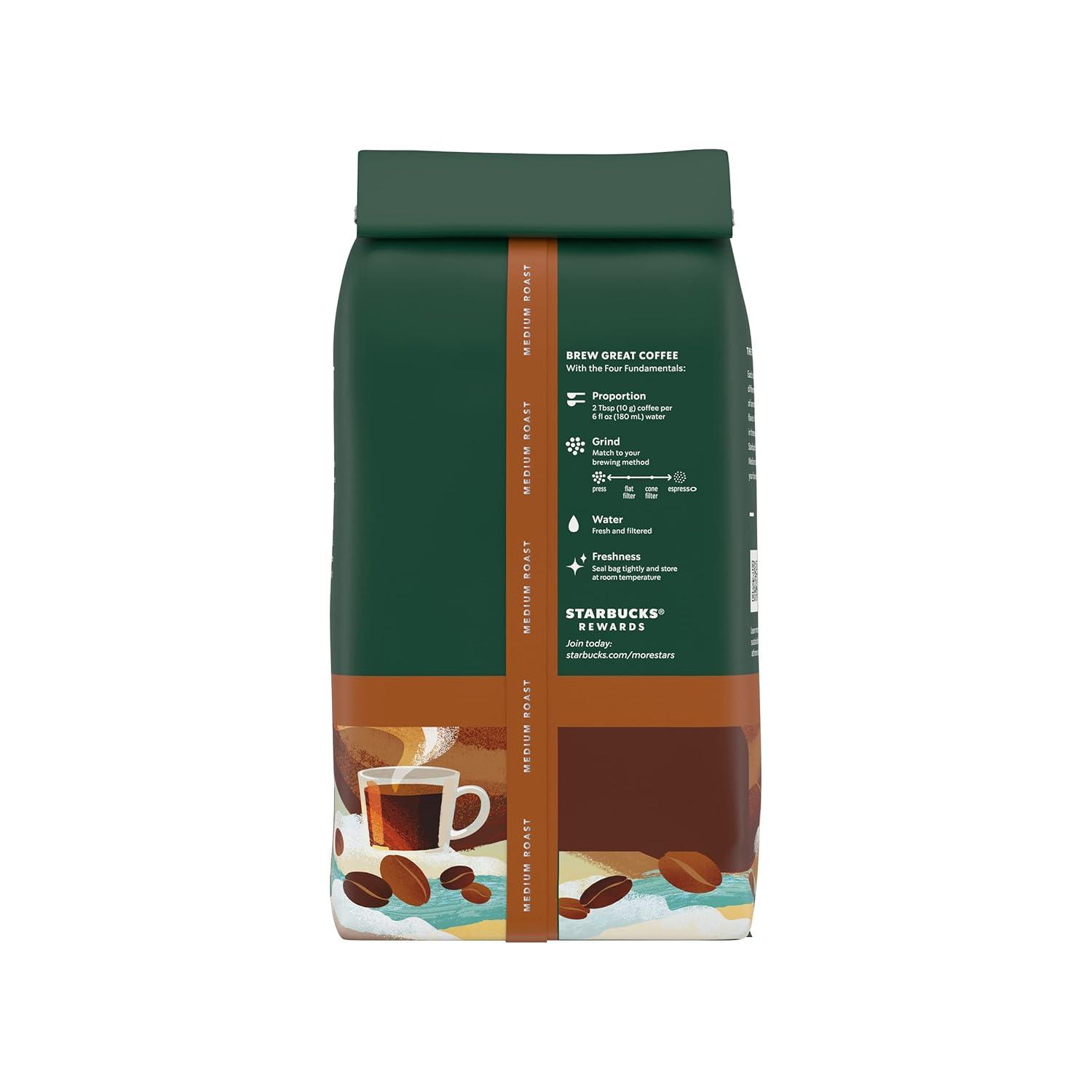 imageStarbucks Whole Coffee Beans Medium Roast Hot or Iced Coffee Breakfast Blend Six 12 oz BagsBreakfast Blend