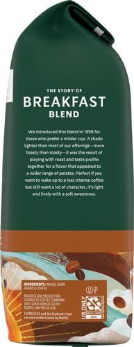 imageStarbucks Whole Coffee Beans Medium Roast Hot or Iced Coffee Breakfast Blend Six 12 oz BagsBreakfast Blend