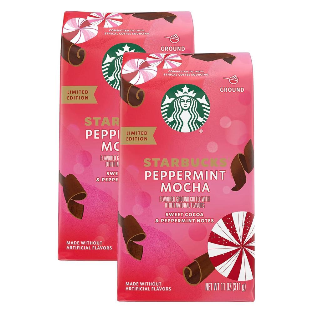 imageStarbucks Ground Coffee Blonde Roast Hot or Iced Coffee Veranda Blend Six 12 oz BagsPeppermint Mocha