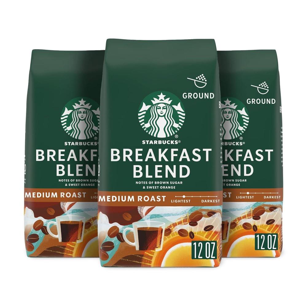 imageStarbucks Ground Coffee Medium Roast Coffee Decaf Pike Place Roast 100 Arabica 3 bags 12 oz eachBreakfast
