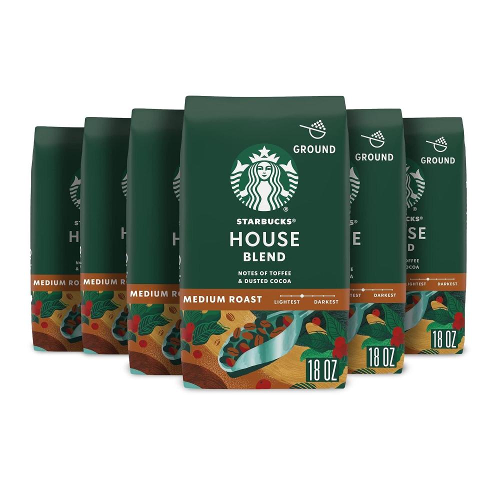 imageStarbucks Ground Coffee Medium Roast Coffee Decaf Pike Place Roast 100 Arabica 3 bags 12 oz eachNotes of Toffee and Dusted Cocoa
