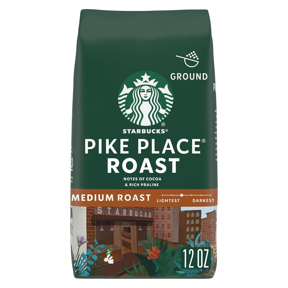 imageStarbucks Ground Coffee Medium Roast Coffee Decaf Pike Place Roast 100 Arabica 3 bags 12 oz eachPike Place Roast
