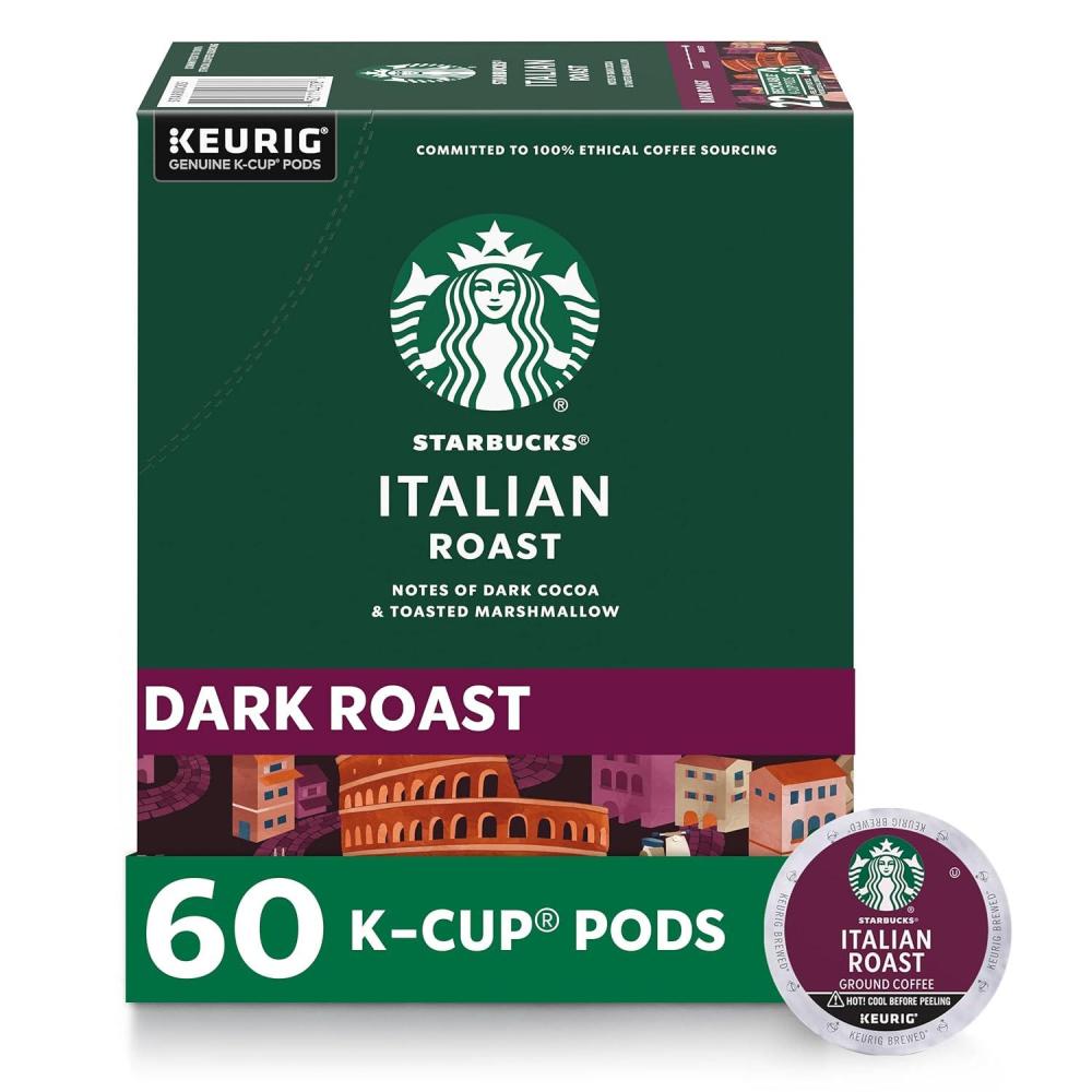 imageStarbucks KCup Coffee Pods Flavored Hot Cocoa Classic Hot Cocoa 60 Keurig PodsItalian Roast