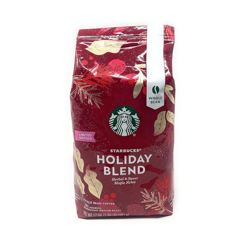 imageStarbucks Whole Coffee Beans Medium Roast Hot or Iced Coffee Breakfast Blend Six 12 oz BagsHoliday Blend