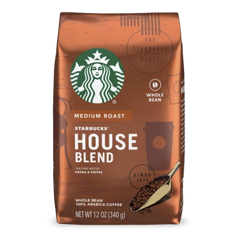 imageStarbucks Whole Coffee Beans Medium Roast Hot or Iced Coffee Breakfast Blend Six 12 oz BagsHouse Blend