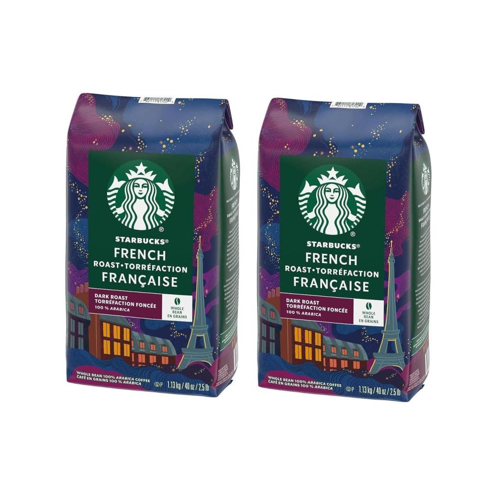 imageStarbucks Whole Coffee Beans Medium Roast Hot or Iced Coffee Pike Place Roast Six 12 oz BagsFrench Roast