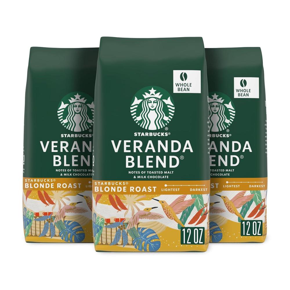imageStarbucks Whole Coffee Beans Starbucks Blonde Roast Hot or Iced Coffee Veranda Blend Six 12 oz BagsVeranda
