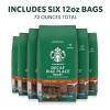 Starbucks Ground Coffee, Medium Roast Hot or Iced Coffee, Decaf House Blend, Six 12 oz Bags​(Decaf Pike Place)