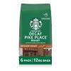 Starbucks Ground Coffee, Medium Roast Hot or Iced Coffee, Decaf House Blend, Six 12 oz Bags​(Decaf Pike Place)