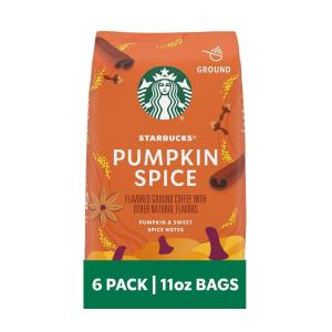 Starbucks Ground Coffee, Blonde Roast Hot or Iced Coffee, Veranda Blend, Six 12 oz Bags​(Pumpkin Spice)