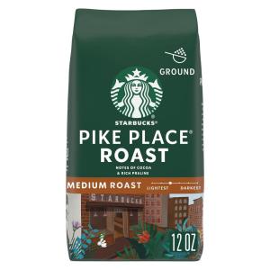 Starbucks Ground Coffee, Medium Roast Coffee, Decaf Pike Place Roast, 100% Arabica, 3 bags (12 oz each)(Pike Place Roast)