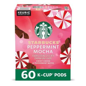Starbucks K-Cup Coffee Pods, Flavored Hot Cocoa, Classic Hot Cocoa, 60 Keurig Pods(Peppermint Mocha)