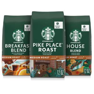 Starbucks Whole Coffee Beans, Medium Roast Hot or Iced Coffee, Variety Pack, Three 12 oz Bags(Medium Roast Variety Pack)
