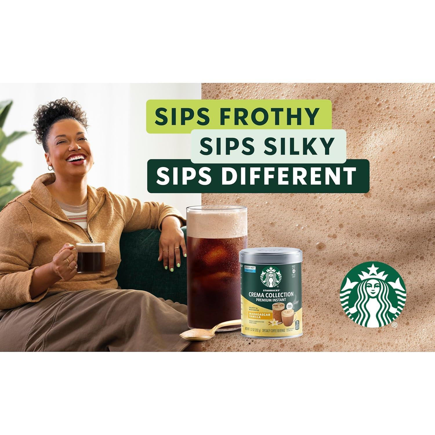 imageStarbucks Crema Collection Premium Instant Madagascar Vanilla Flavored Instant Coffee 100 Arabica Beans 3 Tins 712 Oz Each