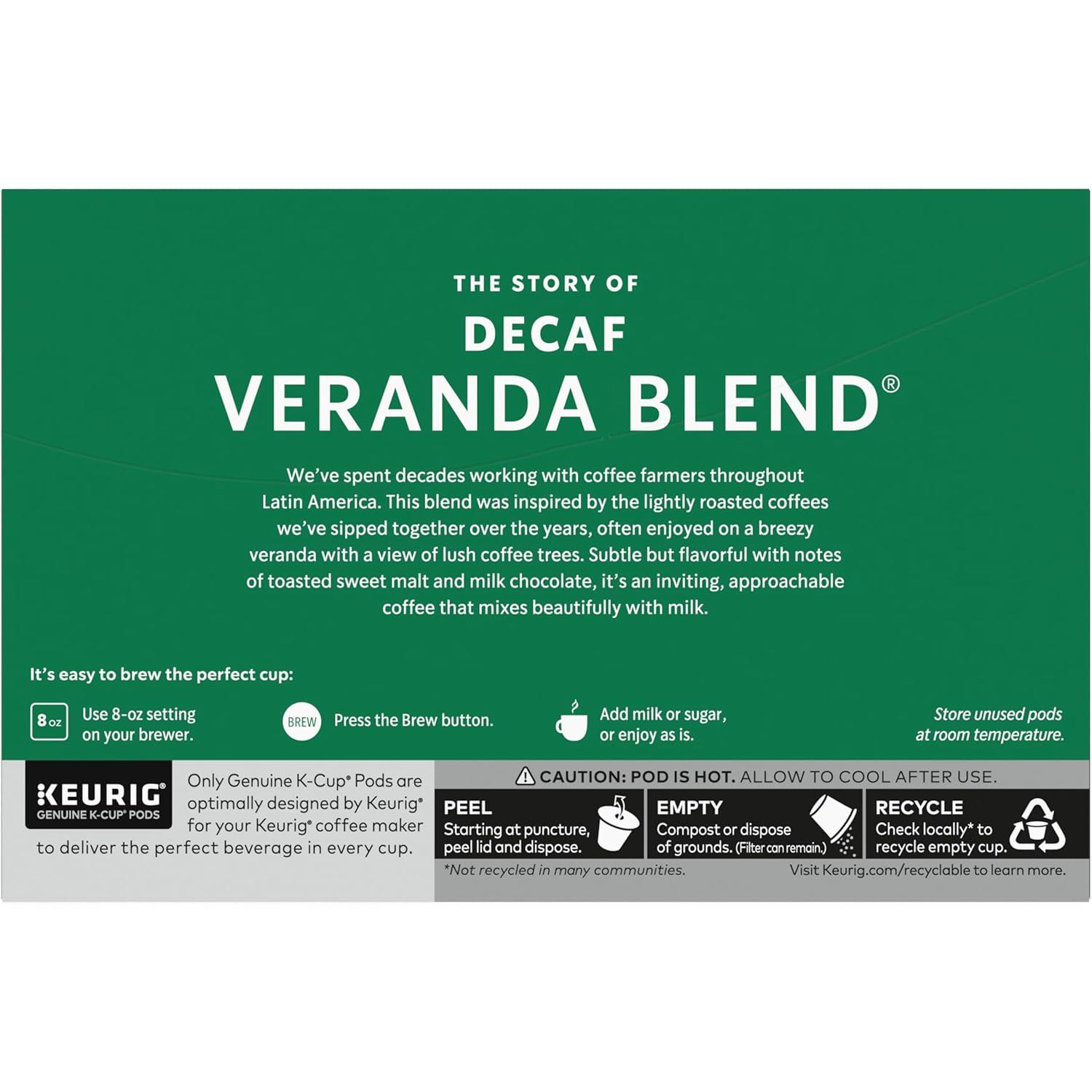 imageStarbucks KCup Coffee Pods Starbucks Blonde Roast Hot or Iced Coffee Decaf Veranda Blend 60 Keurig Pods