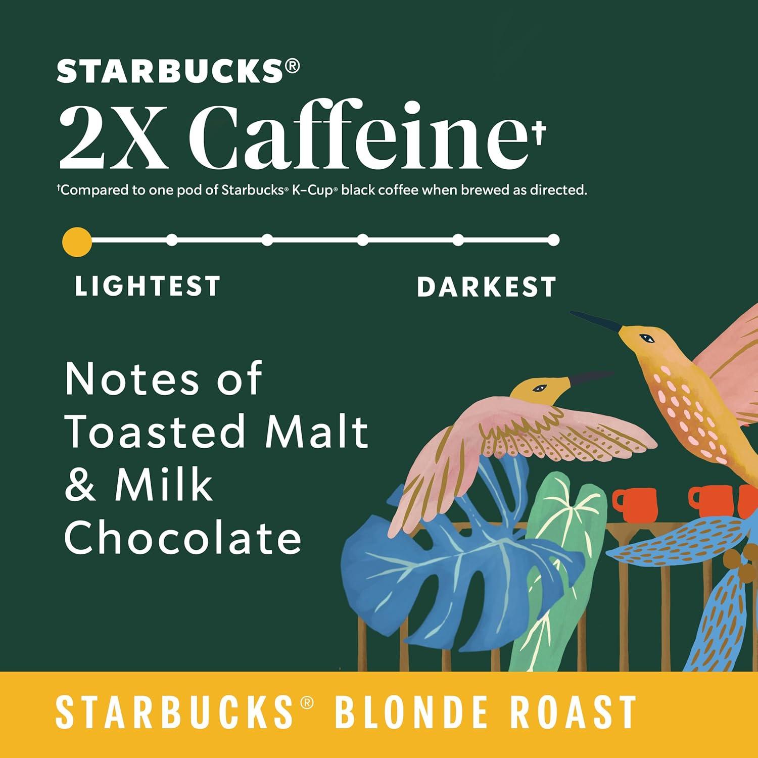 imageStarbucks KCup Coffee Pods Starbucks Blonde Roast With 2X Caffeine Hot or Iced Coffee Veranda Blend 60 Keurig Pods
