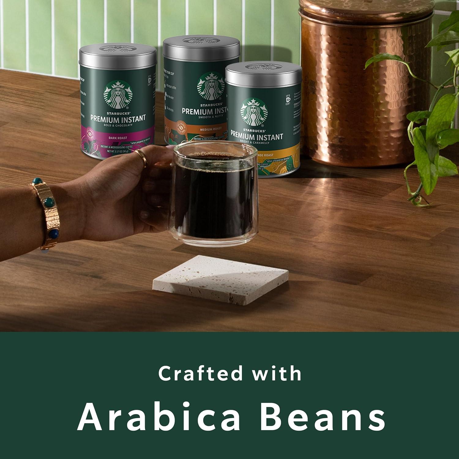 imageStarbucks Premium Instant Coffee Dark Roast Coffee Arabica Beans Three 317 oz Tins317 Ounce Pack of 3