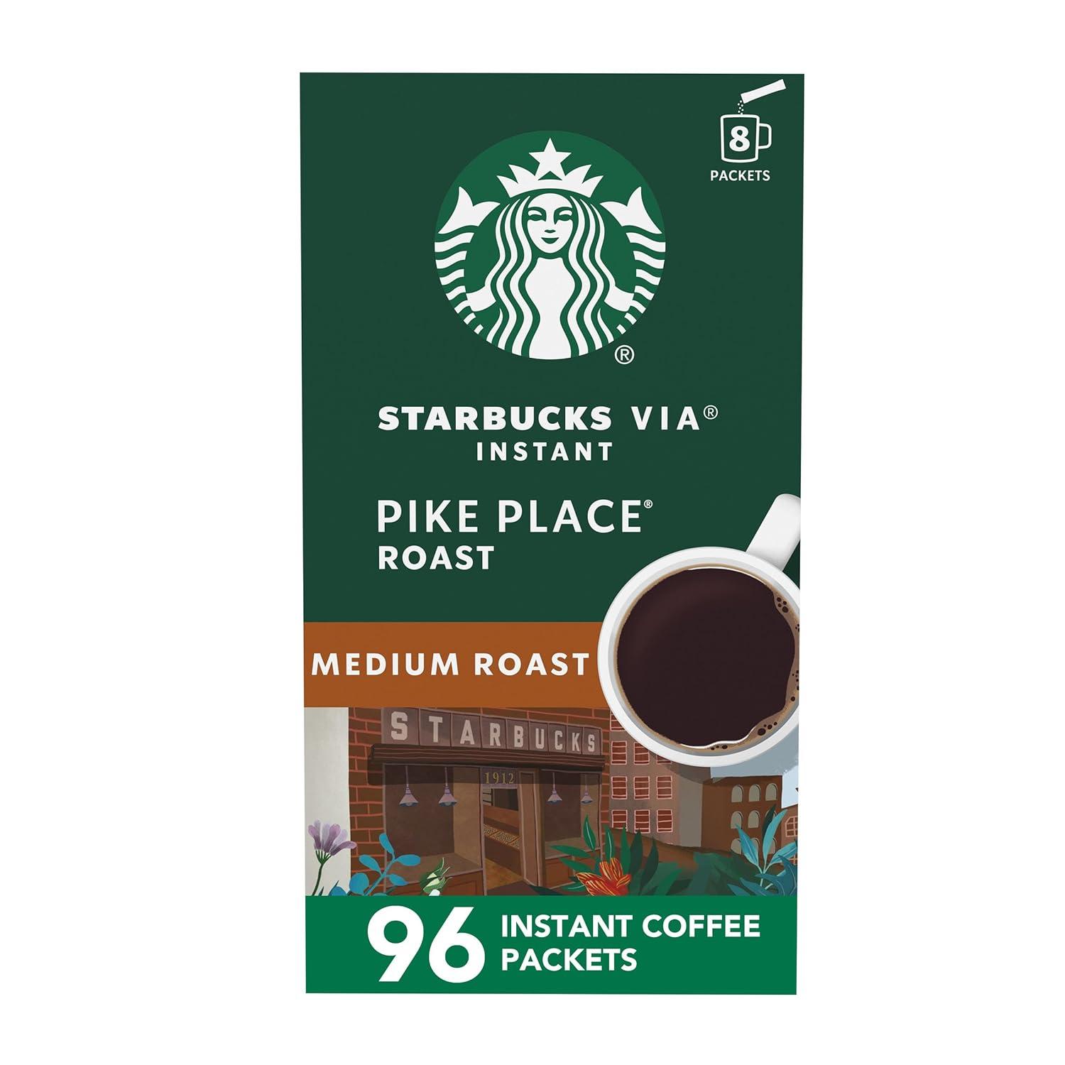 imageStarbucks VIA Instant Coffee Medium Roast Coffee Pike Place Roast 100 Arabica SingleServe 1 Box 50 PacketsPike Place Roast