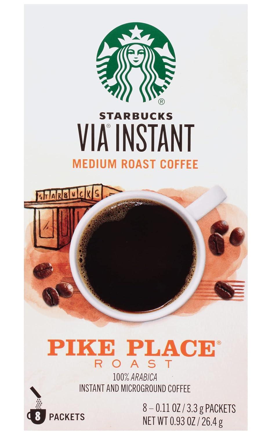 imageStarbucks VIA Instant Coffee Medium Roast Coffee Pike Place Roast 100 Arabica SingleServe 1 Box 50 PacketsPike Place Roast