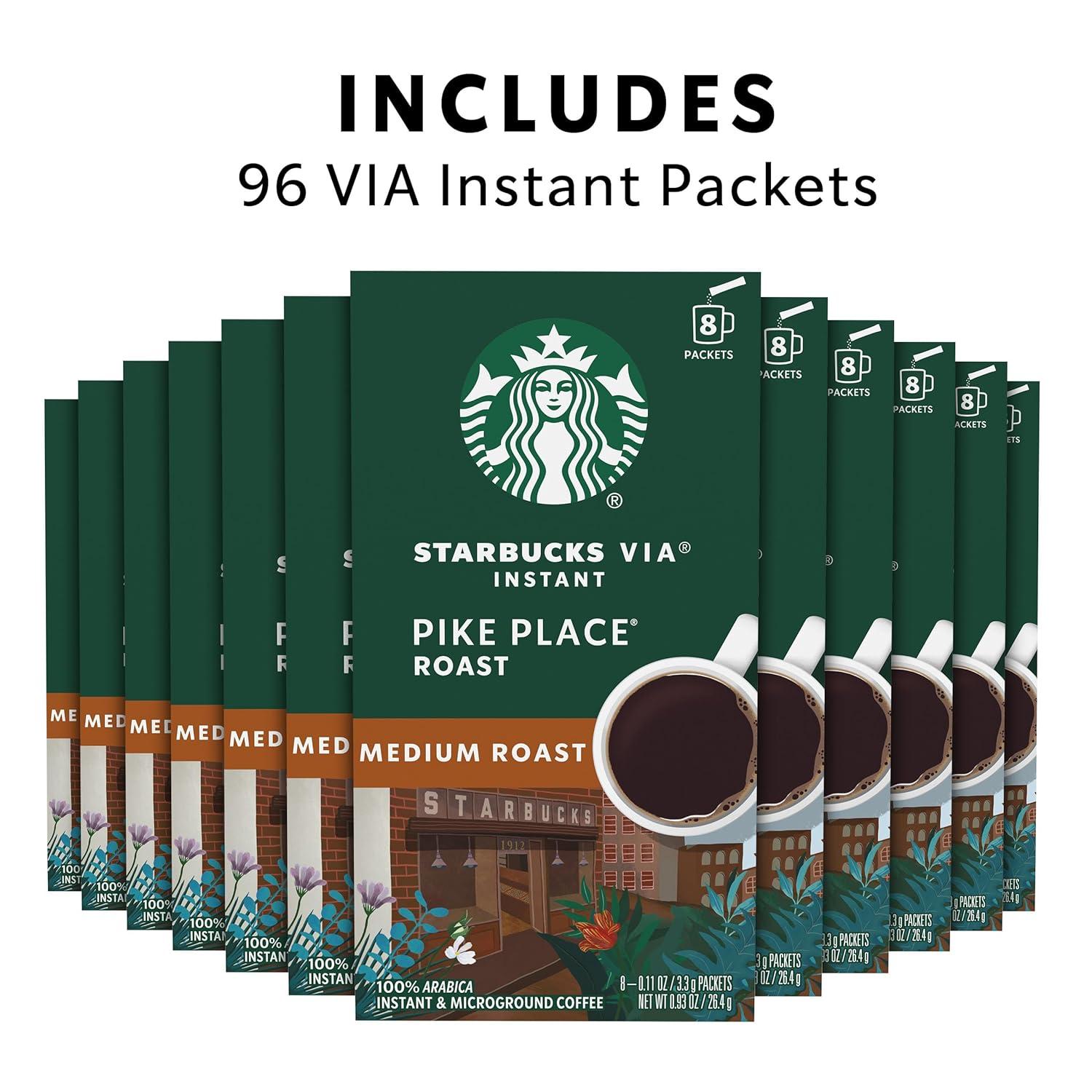 imageStarbucks VIA Instant Coffee Medium Roast Coffee Pike Place Roast 100 Arabica SingleServe 1 Box 50 PacketsPike Place Roast