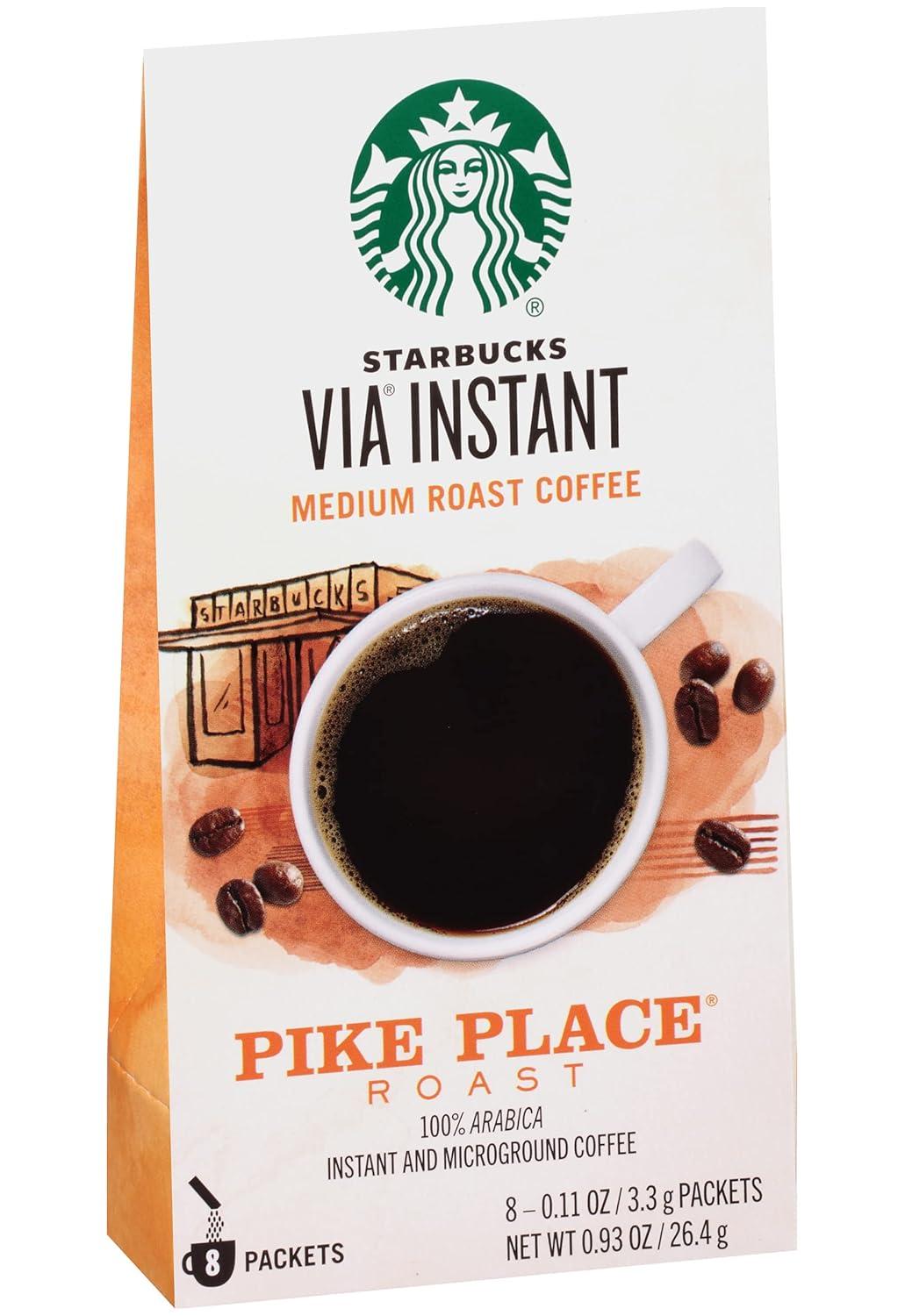 imageStarbucks VIA Instant Coffee Medium Roast Coffee Pike Place Roast 100 Arabica SingleServe 1 Box 50 PacketsPike Place Roast