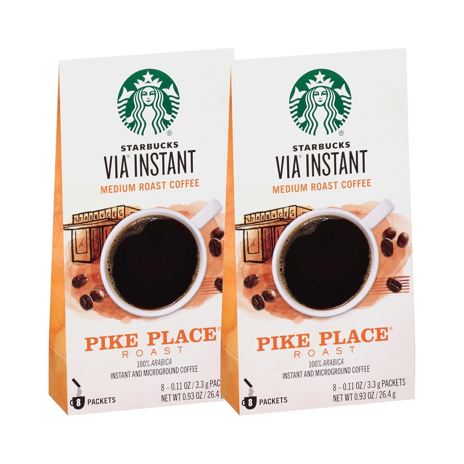 imageStarbucks VIA Instant Coffee Medium Roast Coffee Pike Place Roast 100 Arabica SingleServe 1 Box 50 PacketsPike Place Roast