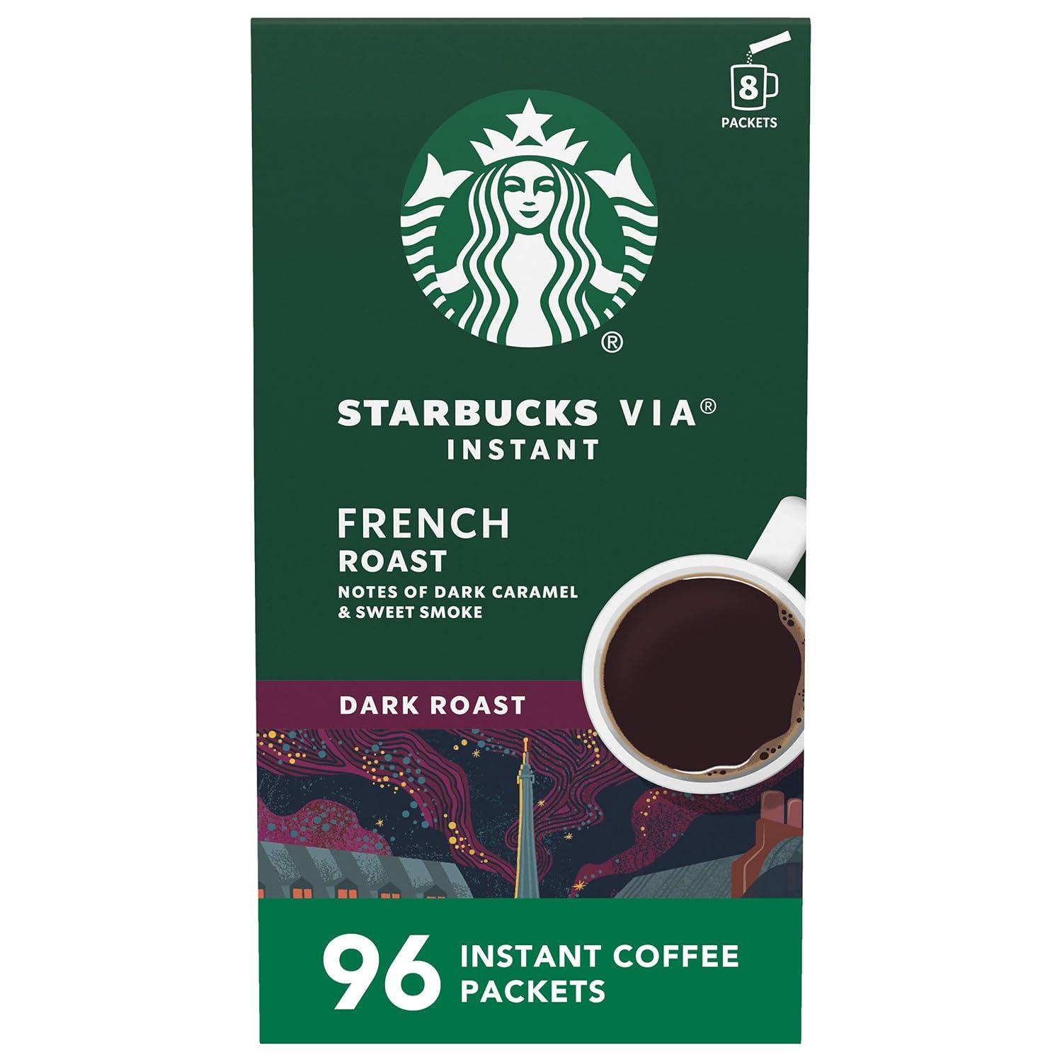imageStarbucks VIA Instant Coffee Packets Single Serve Dark Roast Coffee French Roast 96 Packets French Roast