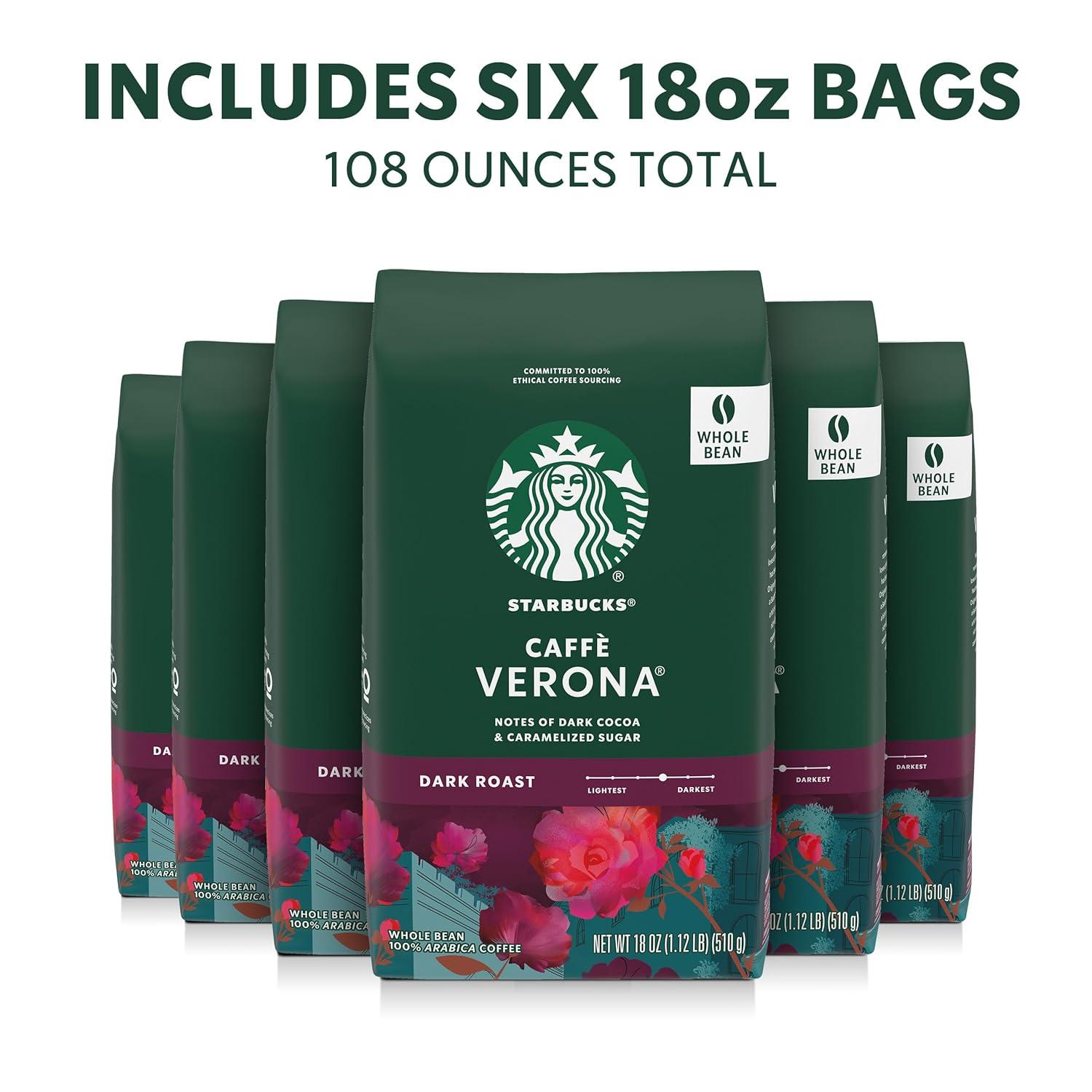 imageStarbucks Whole Bean Coffee Dark Roast Coffee Caff Verona 100 Arabica 1 bag 18 ozCaffe Verona